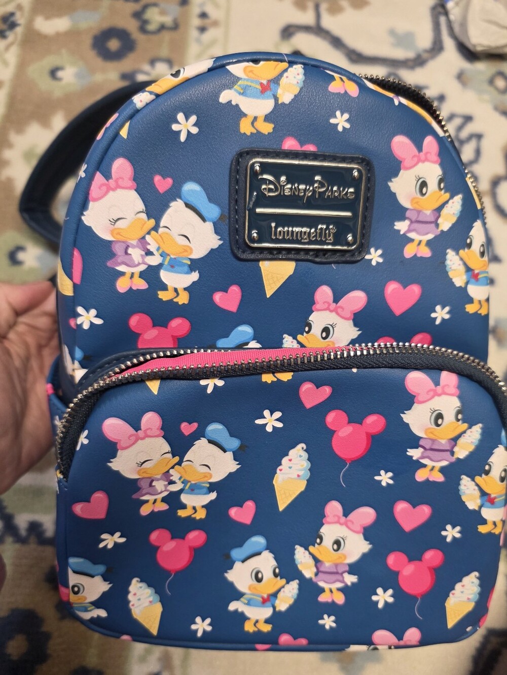 Loungefly Blue Daisy & Donald Mini Backpack with Pink Accents